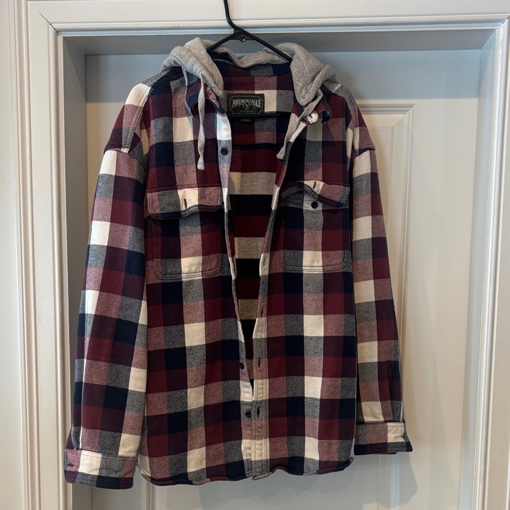 American Eagle Outfitters Plaid Jacket - Red, White, Black